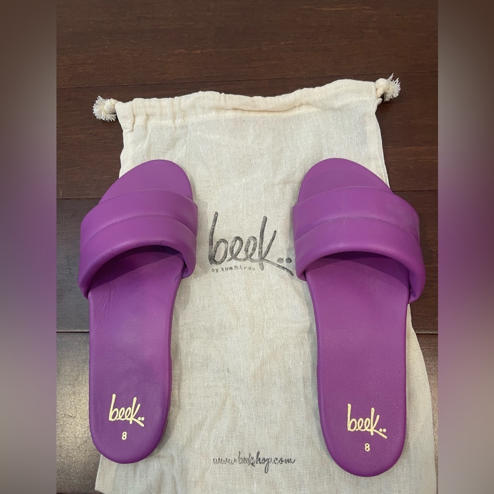 nwot nwob Beek sugarbird iris purple slide Sandals sold out 8